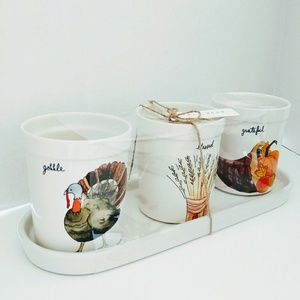 Rae Dunn Thanksgiving Utensil Holder Crocks